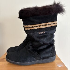 Tecnica Black Goat Fur boots Italy size 39 US 8.5 9